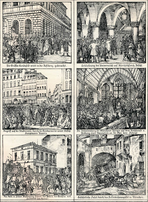 Gedenkblatt der Volksbewegung in München 9. bis 12. Februar 1848